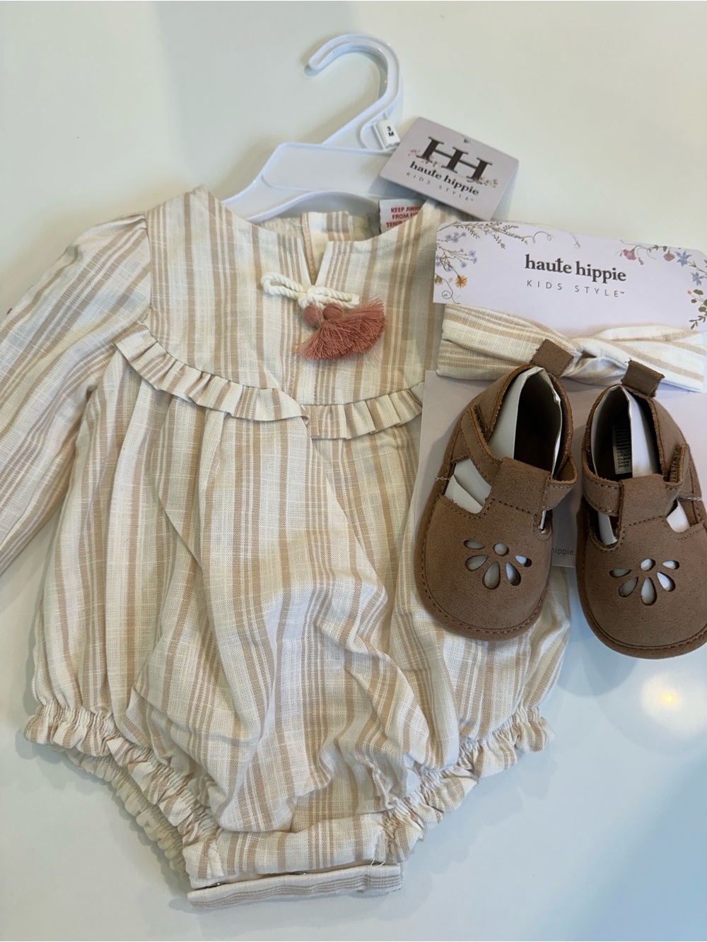 NEW Haute Hippie Matching Set Cotton Bubble, Headband, and Suede  Shoes